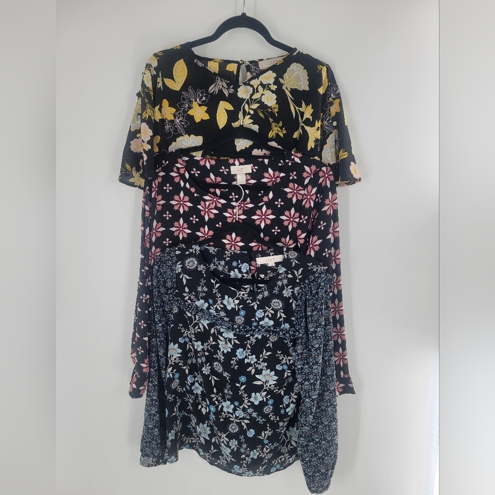 LOFT Women's  Geometric Floral Print Casual Top Blouse Size S